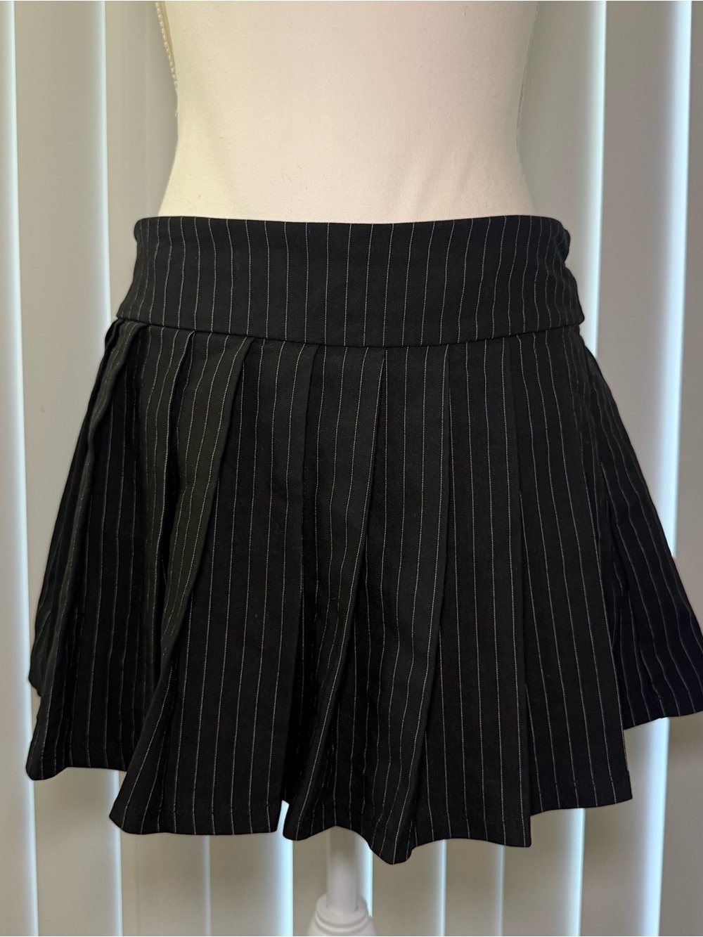 Sincerely Jules Black Pinstripe Circle Skort